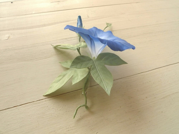 布の花　朝顔のコサージュ　青 3枚目の画像