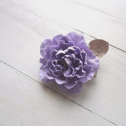 【受注作製】リネンの花　開いたばらのコサージュ・藤紫 2枚目の画像
