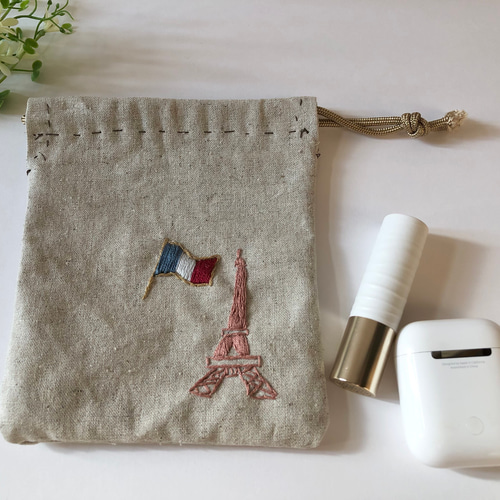 中東美術 イスラム？ 刺繍 巾着袋 手作り アンティーク - www