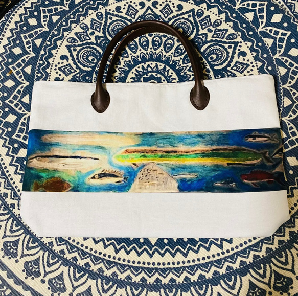 アートプリント ハンドバッグ【海】 1枚目の画像