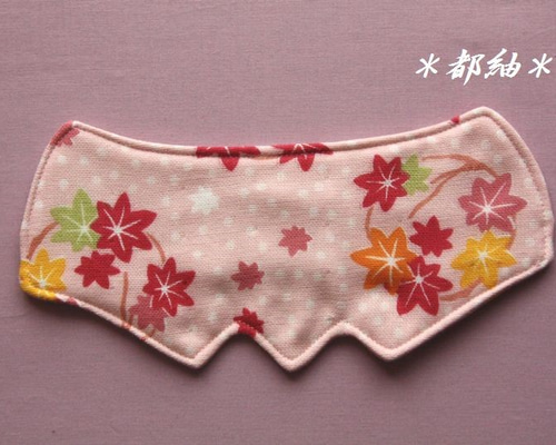 剣道面インナー 桃紅葉柄汗とりくん（あごあて）Mサイズガーゼタオル製  