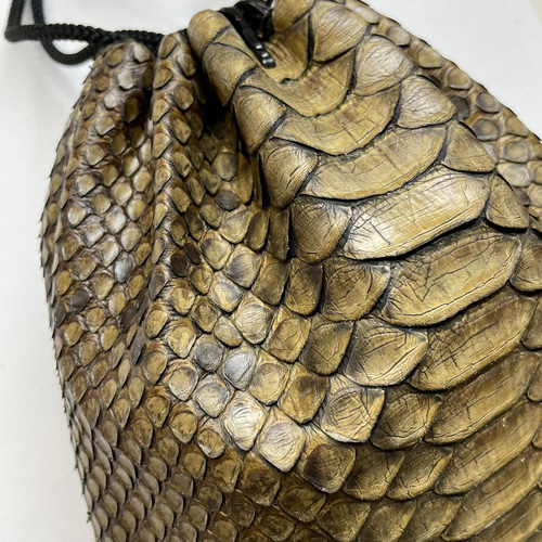 新品•タグ付】信玄袋 牛革&ヘビ革