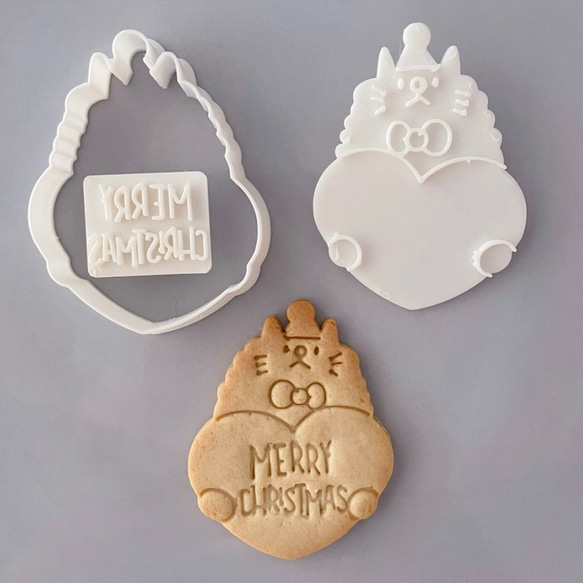 【クリスマス】あにまるサンタシリーズ【ねこさん】クッキー型（スタンプ付き） 6枚目の画像
