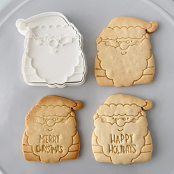 【クリスマス】正面サンタ　クッキー型（スタンプ付き）【メッセージ】 4枚目の画像