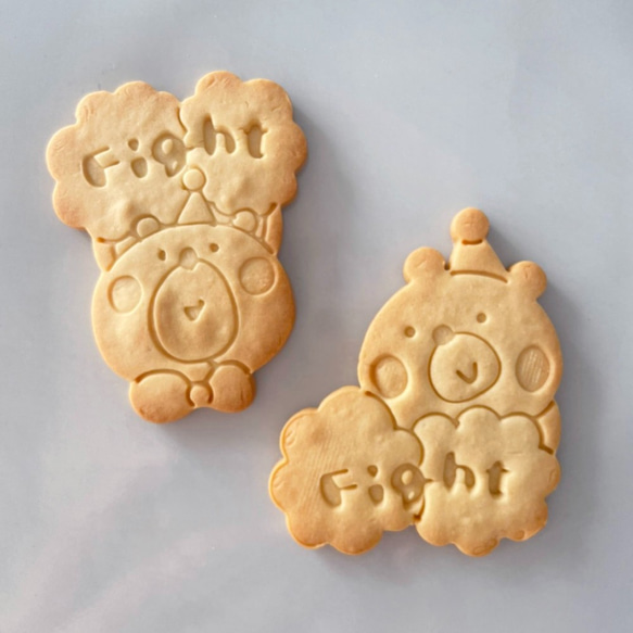 【応援団】ポンポンくま2　クッキー型（スタンプ付き）【メッセージ】 5枚目の画像
