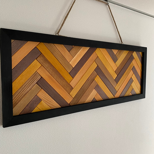 ヘリンボーン柄壁掛けアート 壁掛けラック・ウォールシェルフ Natural