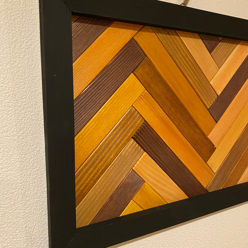 ヘリンボーン柄壁掛けアート 壁掛けラック・ウォールシェルフ Natural