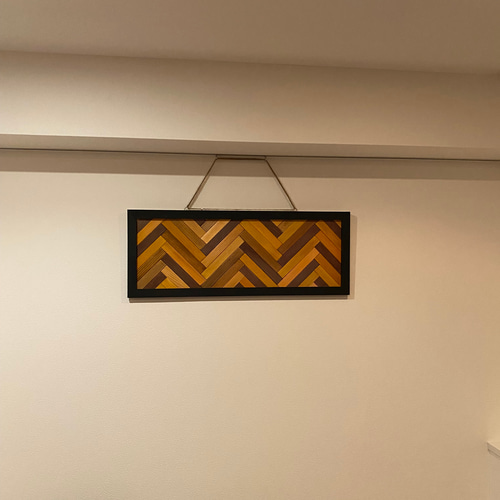 ヘリンボーン柄壁掛けアート 壁掛けラック・ウォールシェルフ Natural