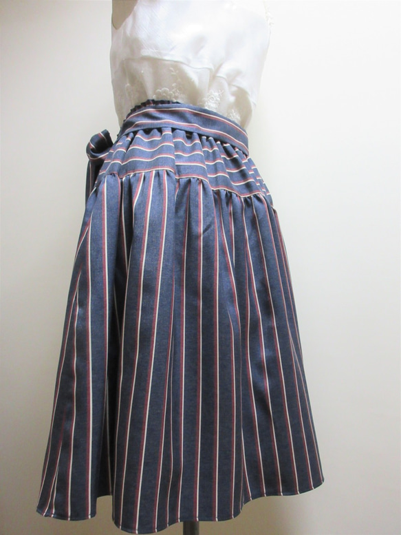 ストライプ　ギャザースカート 3枚目の画像