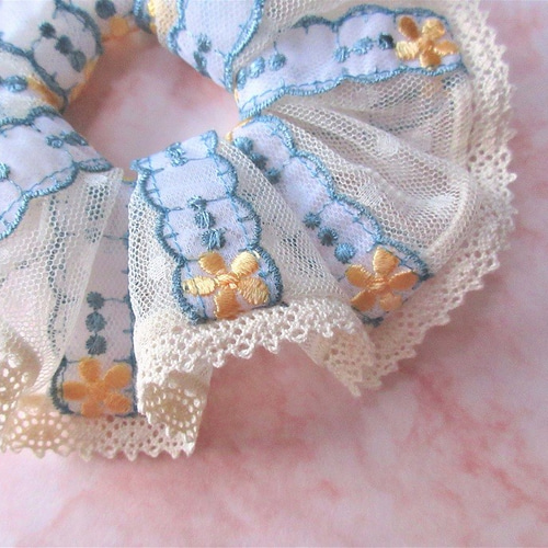 ハンドメイドシュシュM-3826♡花柄オーガンジー♡ ハンドメイドシュシュM-3826♡花柄オーガンジー♡