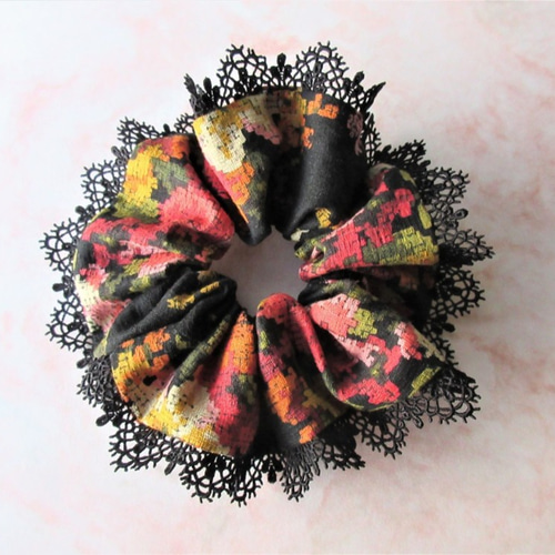 コットン華やかシュシュ BK×PK シュシュ Seven Smiles 通販 8662441