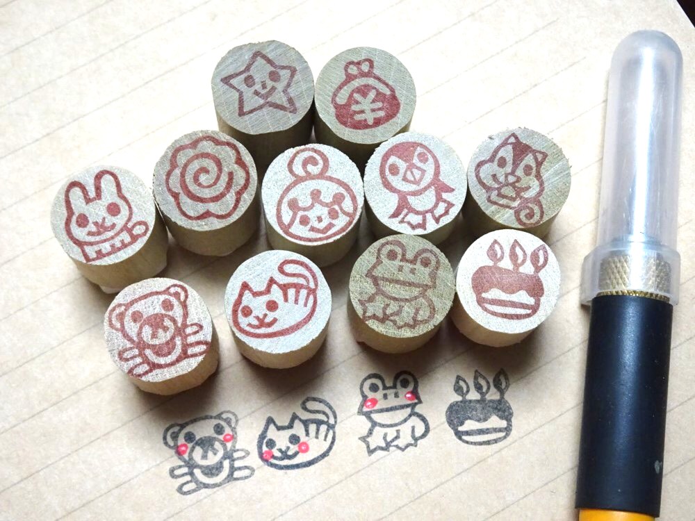 消しゴムはんこNo.76 ちびくまとえんぴつ 消しゴムはんこNo.76 ちび