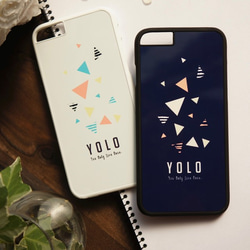 YOLO人生一度きり！散りばめ三角 各機種ケース対応<スマホケース/iphoneケース/アイフォンケース/iPad> 2枚目の画像