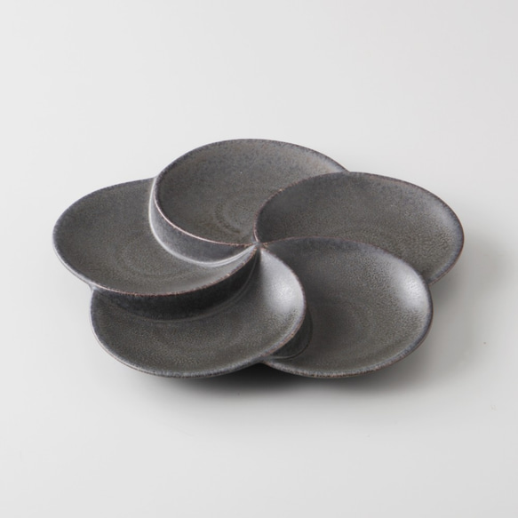 粉引マットグレー5つ仕切りプレート 3枚目の画像