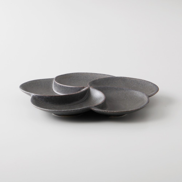 粉引マットグレー5つ仕切りプレート 4枚目の画像