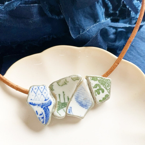 海のかけら呼び継ぎネックレス 藍翠 (シー陶器) ネックレス