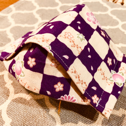 [送料無料]舟形マスク/桜と紫市松 1枚目の画像