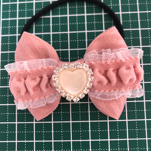 ピンク×フリル リボンヘアゴム 2個セット キッズ✨姉妹お揃いにも  