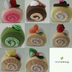 ✿ErikoT様用✿羊毛フェルト✿小さなぶたさん✿抹茶のロールケーキ 1_c8f13e98249dca1d4aecd2ec505b