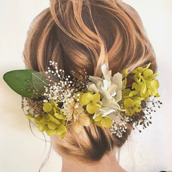 Fresh pear 01紫陽花ヘッドアクセサリー　ドライフラワー&プリザーブドの髪飾り　結婚式和装やドレス、振袖ヘアに 1枚目の画像