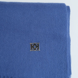 純羊毛素色圍巾 - 灰藍 第6張的照片