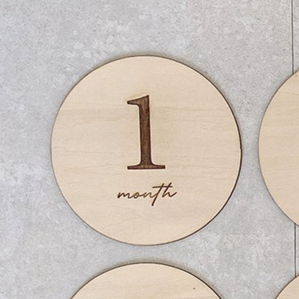 マンスリーカード 13枚セット  月齢カード 木製 12cm 6枚目の画像