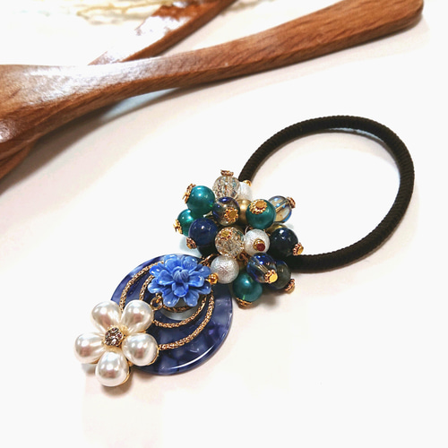 ジャラジャラヘアゴム ナチュラルストーン 水晶