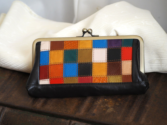 Pさまオーダー 親子がまぐち長財布 本革パッチワーク がま口 Gamaguchi  