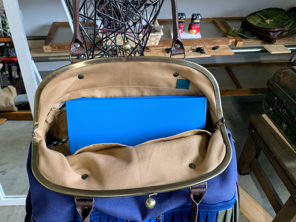 『Kさまオーダー品』倉敷帆布A4が入るバルーンバッグ32 Pu.ChoNo. 87サイズアップ 3枚目の画像