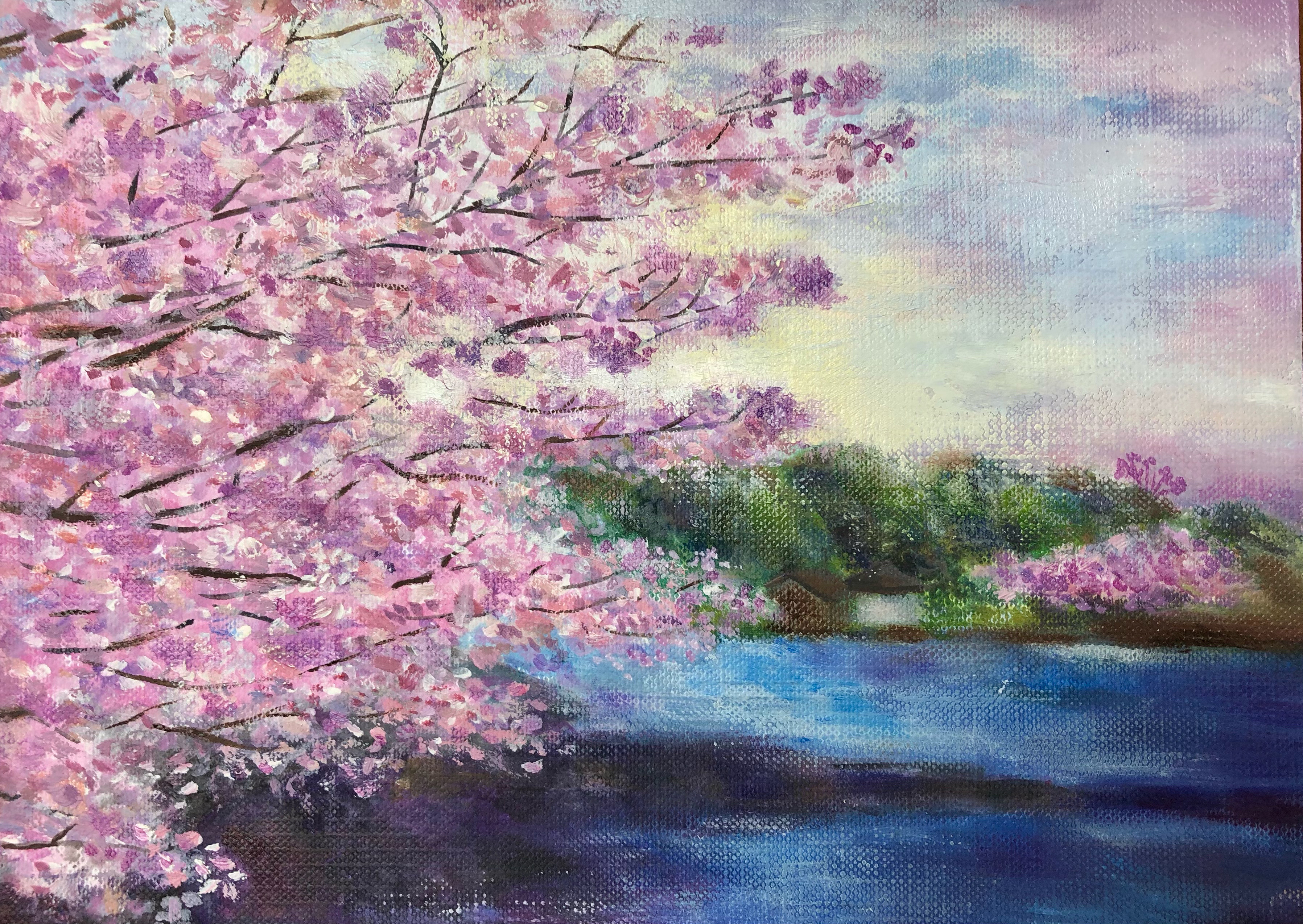 水辺の桜 絵画 Sonako 通販 12720256｜Creema(クリーマ)