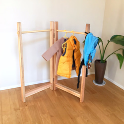 サイズオーダー可】【引取可能】無垢材 折りたたみ式ハンガーラック