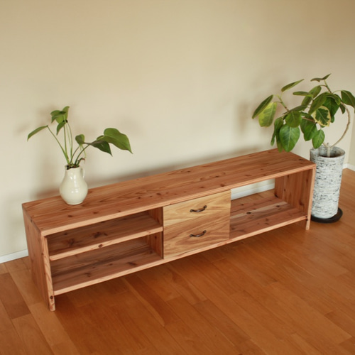 杉×楢（オーク）無垢 TVボード（テレビ台） 引出し2杯 W1500mm テレビ
