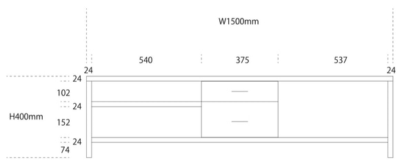 杉×ウォルナット無垢　TV台　引出し２杯　W1500mm 5枚目の画像