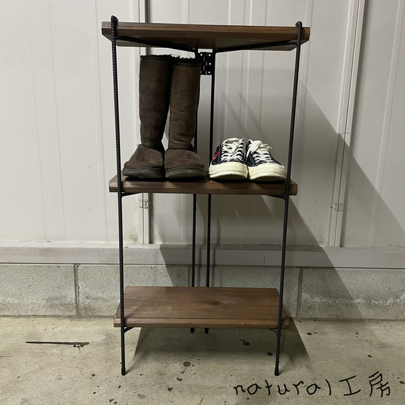 送料無料】手作りアイアン家具 折り畳みラック 西海岸インテリア 5段