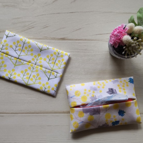 色違いリボン柄①】お子様用ミニポケットティッシュカバー 2枚セット