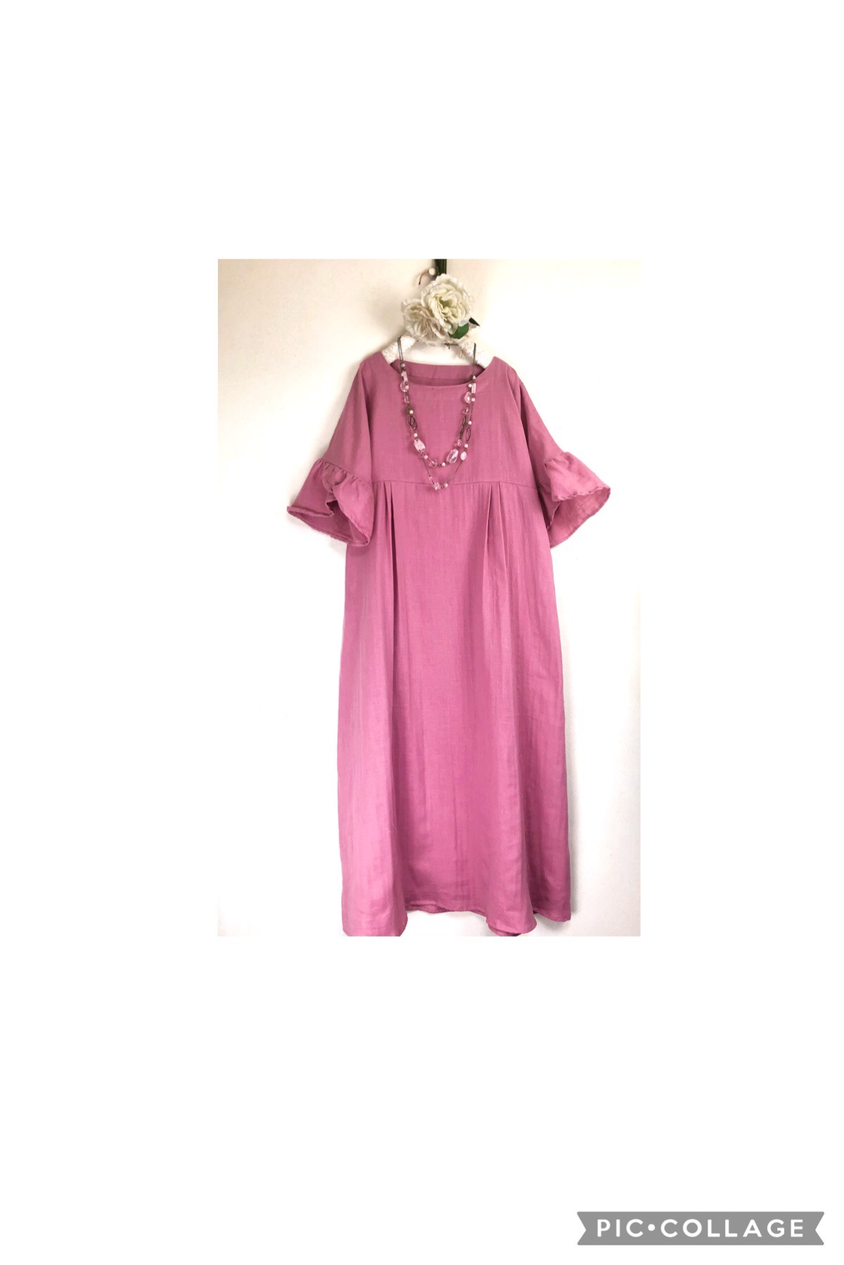 ❤️ふわふわ大人のダブルガーゼ ❤️【ロング丈】ダブルタック❤️フリル袖❤️フェアリーピンク❤️お色変更可能