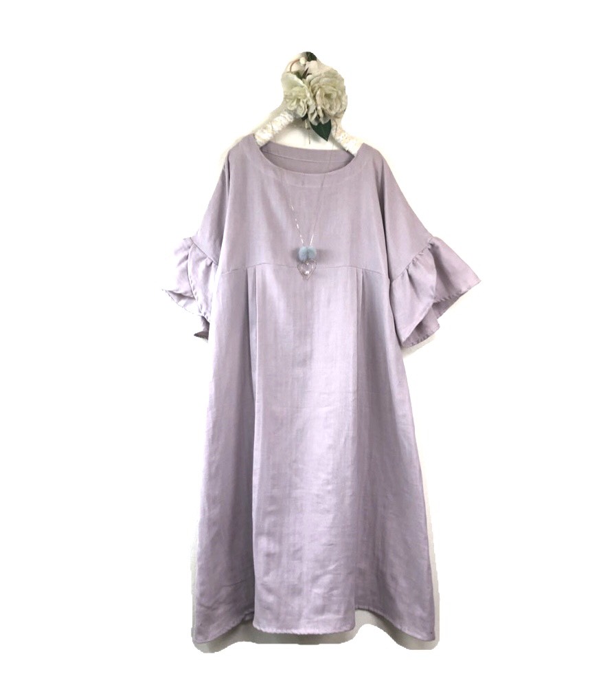 ❤️ふわふわ大人のダブルガーゼ ❤️ダブルタック❤️フリル袖❤️ライラック❤️お色変更可能