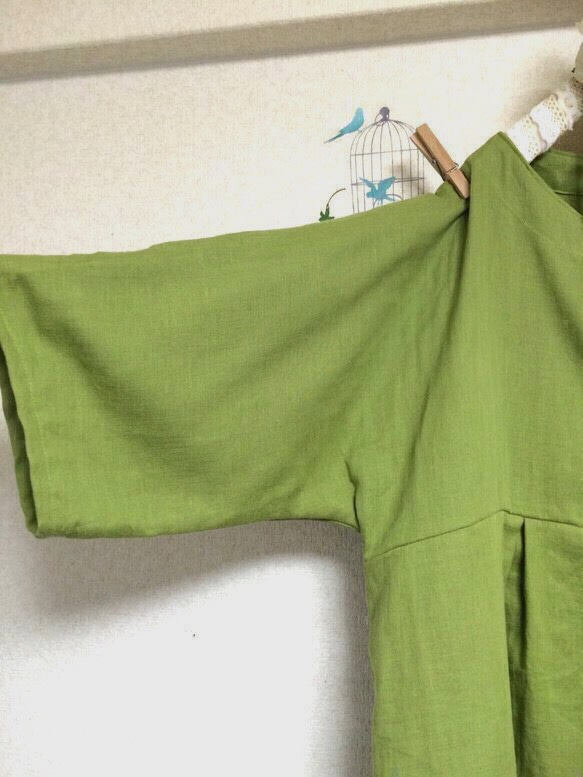 成人蓬鬆雙層紗布【6-7袖】葉綠（短袖OK‼️）（換色OK‼️） 第7張的照片