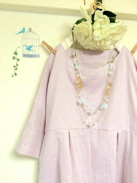 ふわふわ大人のダブルガーゼ【6〜7分袖】ライラック(半袖ok‼️)(色変更ok‼️)