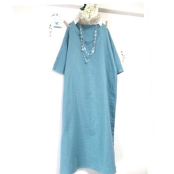 長款★大人用的蓬鬆雙層紗布♪水藍色連體連衣裙，超級舒服！ （顏色可更換❣️）（寬度可調節至90cm） 第1張的照片