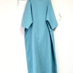 長款★大人用的蓬鬆雙層紗布♪水藍色連體連衣裙，超級舒服！ （顏色可更換❣️）（寬度可調節至90cm） 第3張的照片
