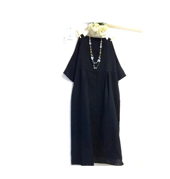 ロング丈★ふわふわ大人のダブルガーゼ【6〜7分袖】黒 (身幅調整/色変更ok‼️)