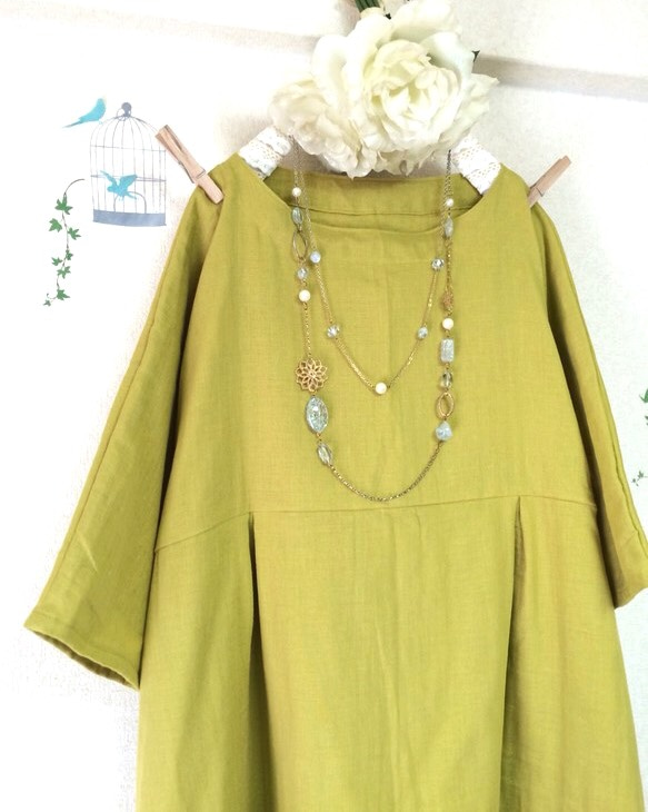 長款蓬鬆成人雙層紗布【6-7/8袖】含羞草（寬度可調/顏色可換‼️） 第4張的照片