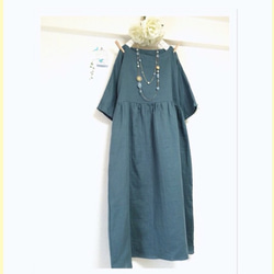 滋潤成人雙層紗布☆藍綠/褶皺長裙【變色OK！！ ️】 第2張的照片