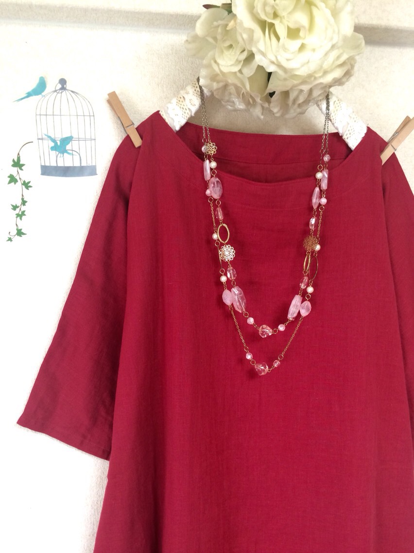 大人のダブルガーゼ/ ふんわり着心地抜群！❤️ガーネット(色変更ok‼️) (身幅調整可 最大90cm迄)