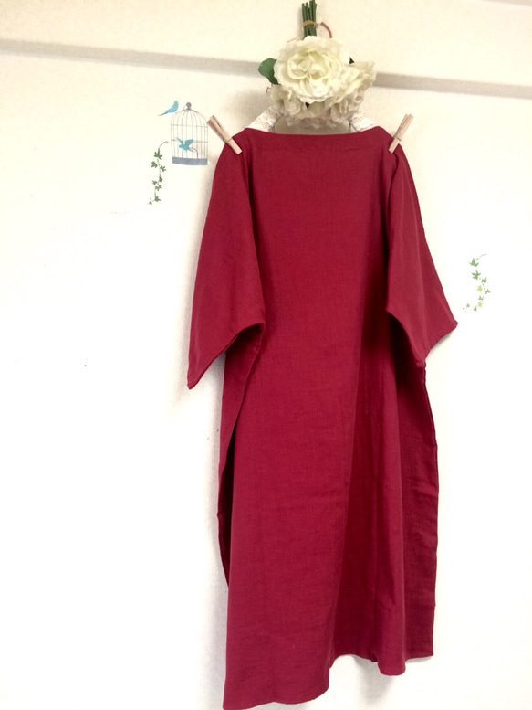 大人のダブルガーゼ/ ふんわり着心地抜群！❤️ガーネット(色変更ok‼️) (身幅調整可 最大90cm迄) 3枚目の画像