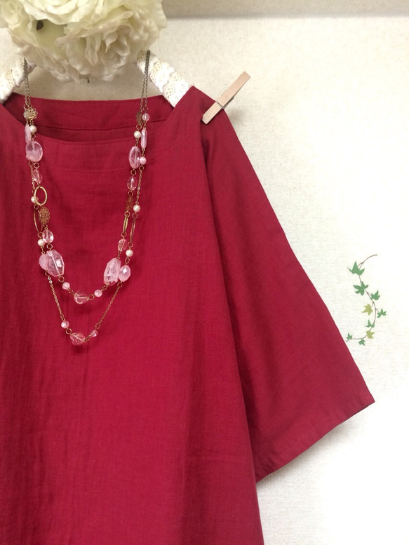 大人のダブルガーゼ/ ふんわり着心地抜群！❤️ガーネット(色変更ok‼️) (身幅調整可 最大90cm迄) 4枚目の画像