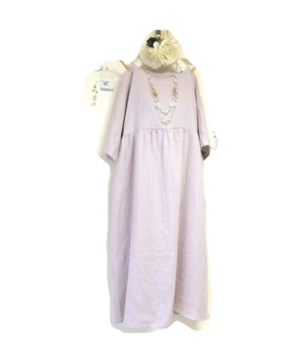 しっとり大人のWガーゼ☆ ライラック♡ギャザーのロング丈【色変更ok‼️】