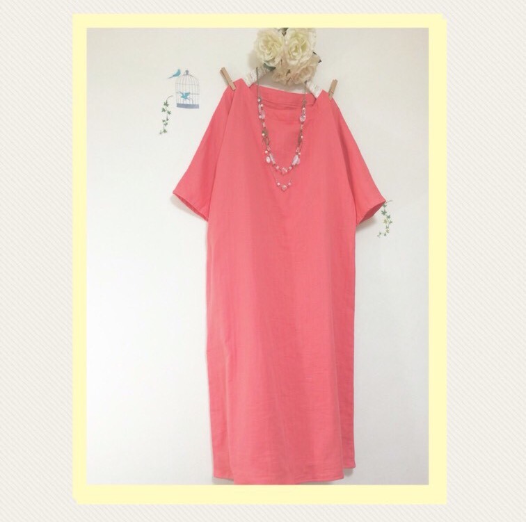 ロング丈★ふわふわ大人のWガーゼ♪コーラル着心地抜群！(色変更可能❣️)(身幅調整可最大90cm迄)