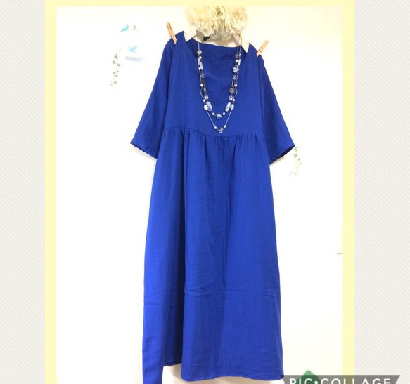 しっとり大人のWガーゼ☆ロイヤルブルー/ギャザーのロング丈【色変更ok‼️】